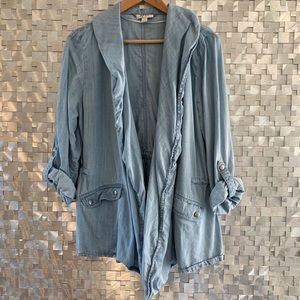 Style & Co Chambray Waterfall Open Front Jacket